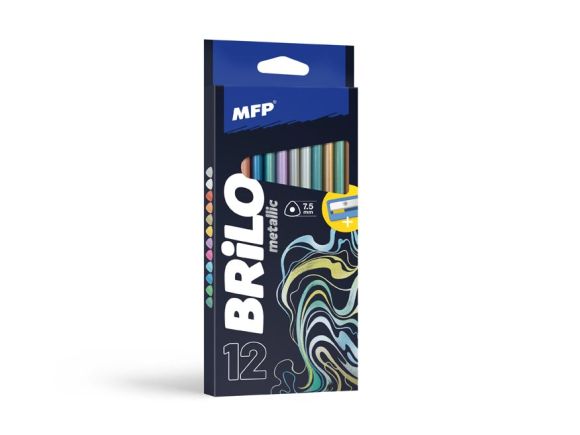 pastelky BRILO 12 ks Metalické triangular s ořezávátkem 6300625
