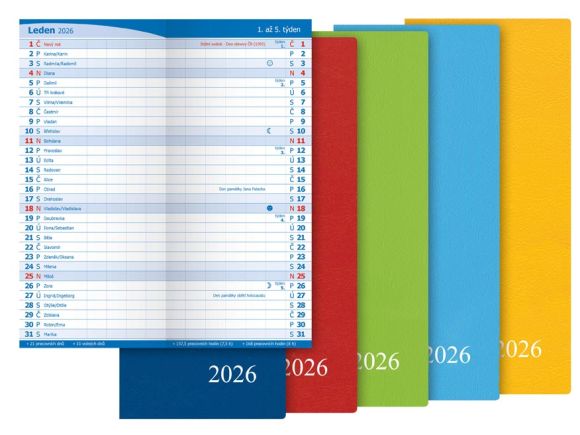diář 2026 M101/PVC měsíční color 7781419