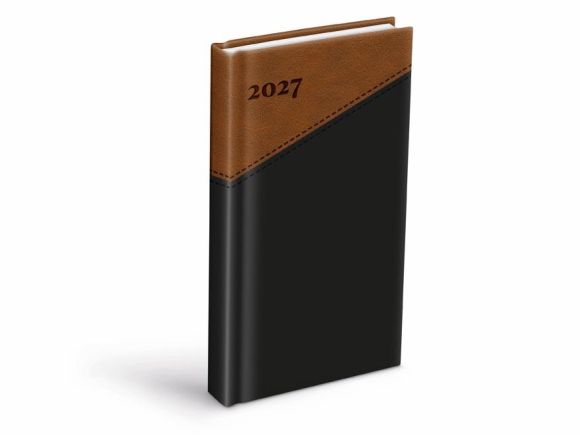 diář 2027 D802 PU černý/hnědý 90x170mm 7781602