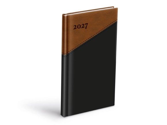 diář 2027 T806 PU černý/hnědý 90x170mm 7781618