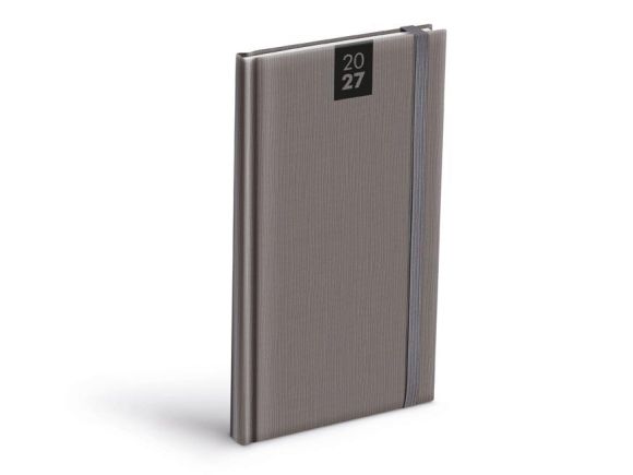diář 2027 T806 PU šedý s gumkou 90x170mm 7781621 diář 2027 T806 PU šedý s gumkou 90x170mm 7781621