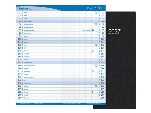 diář 2027 M101/PVC měsíční černý 7781647