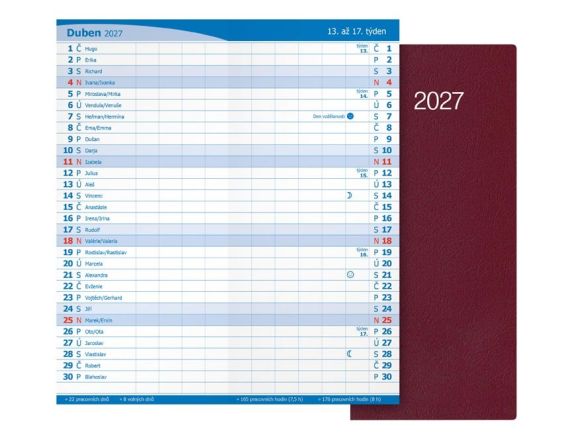 diář 2027 M101/PVC měsíční vínový 7781649 diář 2027 M101/PVC měsíční vínový 7781649