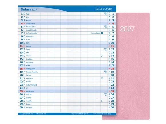 diář 2027 M101/PVC měsíční pastelový růžový 7781650 diář 2027 M101/PVC měsíční pastelový růžový 7781650