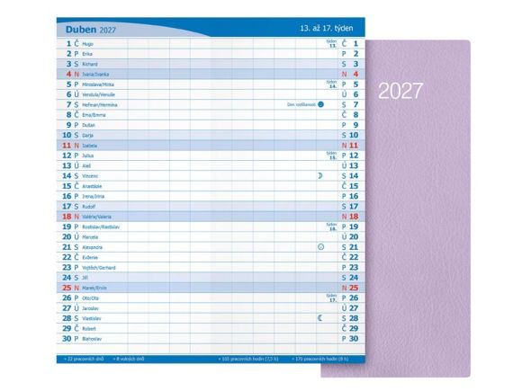 diář 2027 M101/PVC měsíční pastelový fialový 7781651