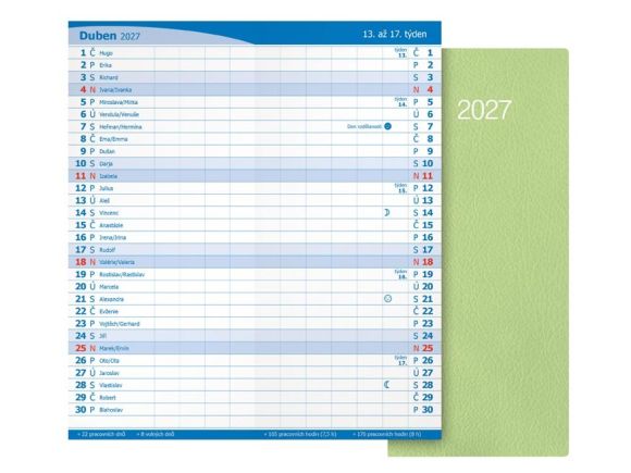 diář 2027 M101/PVC měsíční mintový 7781652 diář 2027 M101/PVC měsíční mintový 7781652