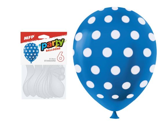balónek nafukovací 6ks sáček puntík 30cm mix 8000193