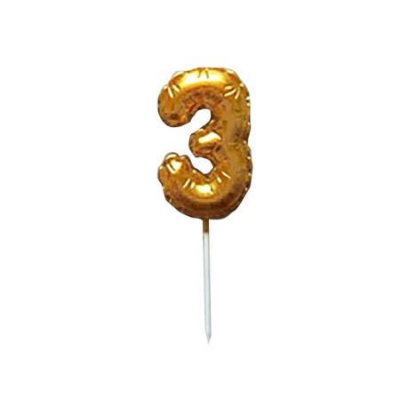 dortová svíčka BALÓNEK 3 3,7X5,9CM  268653 ZLATÁ 8800163