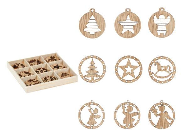 ozdoby dřevěné set mix 27ks/3x3cm XC2018900 8885848