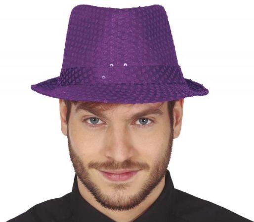 Klobouk flitrový fialový