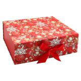 Dárková krabice vánoční s mašlí 33 x 25 x 12 cm - vánoční ozdoby