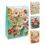 Dárková taška 2049 Flowers, velikost M 26 x 12 x 32 cm (mix 4 vzorů)