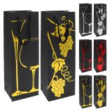 Dárková taška na láhev, velikost 12x10x35 cm (mix 3 barev /vzorů)