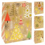 Dárková taška vánoční 9092 velikost L 30 x 12 x 42 cm (mix 4 vzorů)