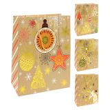 Dárková taška vánoční 9092 velikost M 26 x 10,5 x 32 cm (mix 4 vzorů)