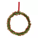 Skleněný vánoční věnec 15 cm na zavěšení, zeleno-červený kruh