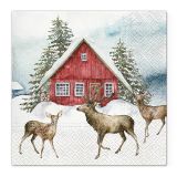 Ubrousky TaT 33x33cm Red house in the snow