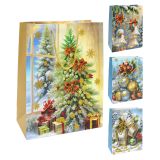 Vánoční dárková taška, velikost M 26 x 10,5 x 32 cm (mix 4 vzorů)
