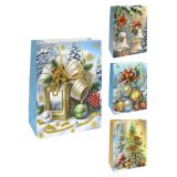 Vánoční dárková taška, velikost S 18 x 8 x 23 cm (mix 4 vzorů)