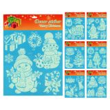 Vánoční okenní fólie 31 x 42 cm fluorescenční (mix tvarů)