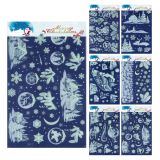 Vánoční okenní fólie 31 x 50 cm fluorescenční (mix tvarů)