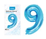 Balónek fóliový č. 9 MODRÝ 43cm LUMA