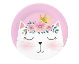 Papírový talíř 18 cm 6 ks - Kočka romantická