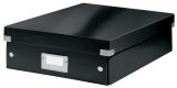Organizační krabice Click&Store, černá, velikost M, lesklá, laminovaný karton, LEITZ