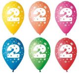 Balónek, s číslem 2, 26 cm ,balení 5 ks