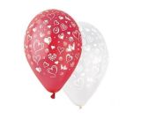 Balónek, červená, srdíčka, 30 cm ,balení 10 ks