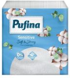 Ubrousky Sensitive, bílá, 1/4 skládání, 1-vrstvé, 24 x 24 cm, 90 ks, PUFINA PP20856 ,balení 90 ks