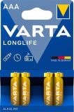 Baterie, AAA (mikrotužková), 4 ks v balení, VARTA  Longlife Extra