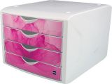 Zásuvkový box Chameleon, růžová, plastový, 4 zásuvky, HELIT