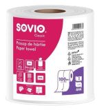 Papírové utěrky, bílá, 2-vrstvé, 100 m, průměr 20 cm, 1 role, SOVIO PP20963