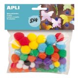 Kuličky POM POM APLI - barevné / 78 ks