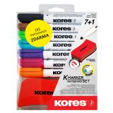 Popisovač Kores K-Marker Wihteboard - sada 6 ks + mazací houba / kulatý hrot