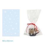 Vánoční celofánový sáček - transparentní vločky / 16 x 25 cm