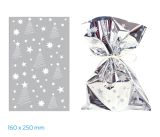 Vánoční celofánový sáček - stříbrné stroměčky / 16 x 25 cm