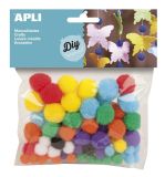 Kuličky POM POM APLI - barevné / 78 ks