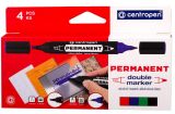 Značkovač Centropen DOUBLE 1666 permanent / sada 4 ks