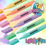 Zvýrazňovač Kores High liner PLUS PASTEL  LOLLIPOPZ - sada 6 ks