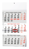Kalendář nástěnný pracovní - tříměsíční šedý / BNC0