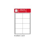 Print etikety A4 pro laserový a inkoustový tisk - 105 x 74 mm (8 etiket / arch ) / snímatelné
