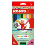 Pastelky Kores Kolores trojhranné / 24 barev / JUMBO