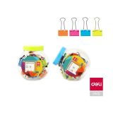 Klipy kovové barevné DELI - 19 mm / 25 ks / barevný mix