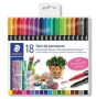Permanentní popisovače Twin-tip, 18 barev, 0,4/2,0 mm, oboustranné, STAEDTLER 3187 TB18
