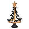 Adventní svícen z kovu a mangového dřeva 38 cm - vánoční stromek s hvězdou