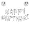 Balón narozeninový Happy Birthday 35 cm/13 ks, stříbrný
