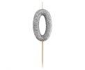 Dortová svíčka B&C - číslo 0 glitter černá 11 cm