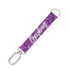 Krátká klíčenka s karabinkou Purple glitter